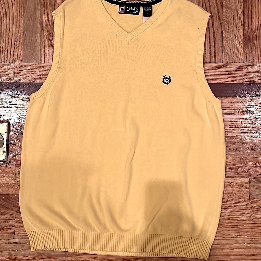 Chaps Gold V Neck Sweater Vest Large